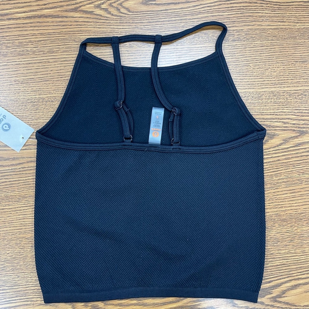 Mono b Ribbed Strappy Black Seamless Cropped Cami Tank Top- NWT - Picture 3 of 4